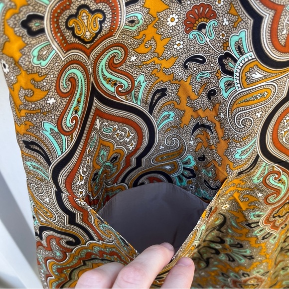 J. CREW Collection Dress Jules 100% Silk Gold Italian Paisley Shift Womens 6 - Picture 11 of 14